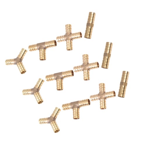 12 PCS Adapter Brass Fitting Barbed Tee Connector Hose Fitting Connect - Picture 4 of 12