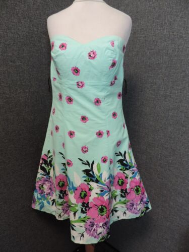 Jane Norman Blumenmuster trägerloses Kleid UK 12 LN035 GG 04 - Bild 1 von 5