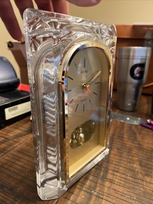 Seiko Crystal Mantle Clock W/ Pendulum QQZ127A Japan | eBay