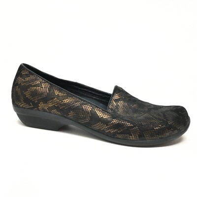 Dansko Olivia Loafers Clogs Shoes Womens Size 8.5-9 US 39 EU Bronze Black Snake