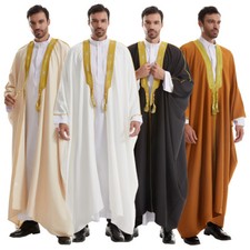 Saudi Men Open Kaftan Arabic Men Thobe Jubba Thoub Muslim Men Robe Kimono Arab