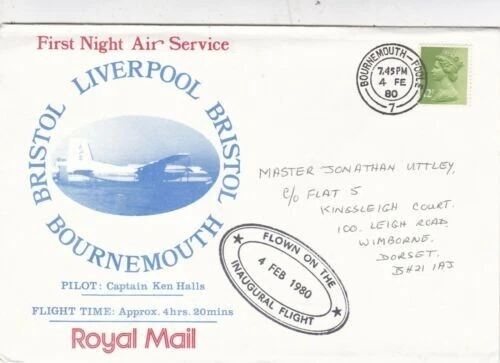 GB 1980 Royal Mail First Night Air Service Cover Bournemouth cancel written VGC