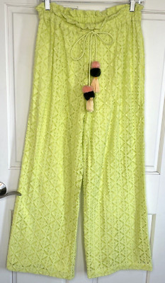 Anthropologie Ollari Women s Lace Wide Leg Beach Pants Sz XS Boho Resort Coastal
