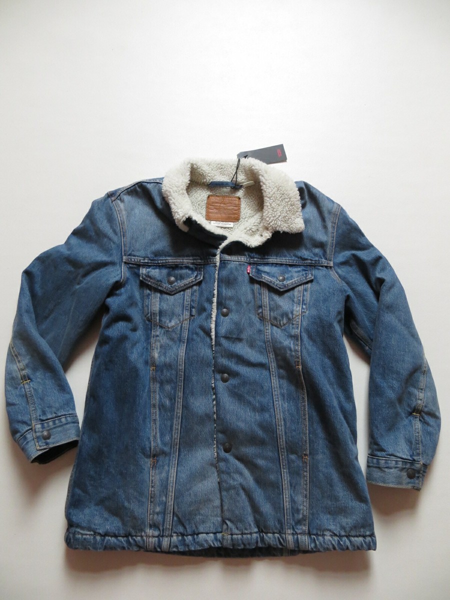 Levi's Jacket Long Jeans Jacket, Short Coat! Size M, NEW! Warm fur lined!