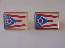 Ohio State Flag Cufflinks--United States of America USA US Patriotic Ohioan
