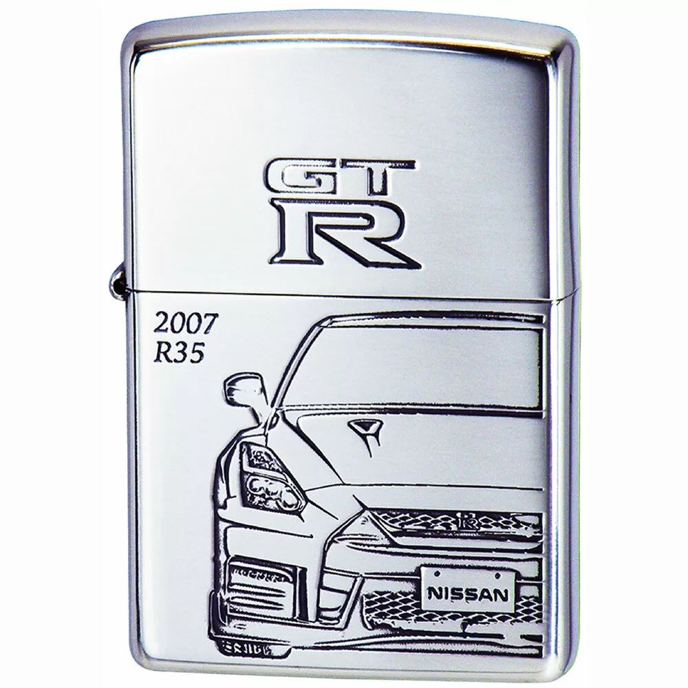 Zippo NISSAN SKYLINE GT-R R35 NISMO Both Sides Etching Oxidized Silver  Plating