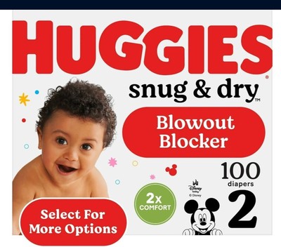 Huggies Size 2 Diapers, Snug & Dry Baby Diapers, Size 2 (12-18 Lbs), 100 Count, 