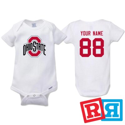Personalized Ohio State Buckeyes Gerber Baby Onesie  Cotton Custom Bodysuit