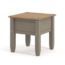 Lamp End Side Table Rectangular Grey Solid Pine Wood Coffee Bedroom Furniture