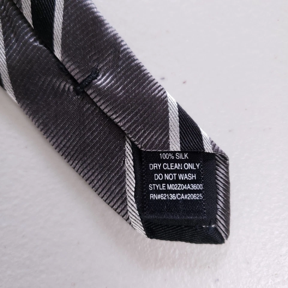 Guess Premium Necktie Classic Stripe Gray Black Formal Business Old Money Preppy - Image 4 of 4