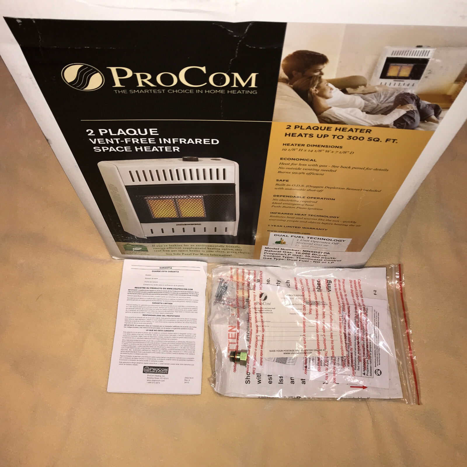 ProCom Dual Fuel Ventless Infrared Plaque Gas Space Heater – 10,000 BTU,  T-Stat | Inox Wind