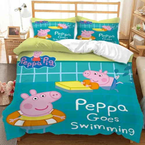 Peppa Pig Cartoon Quilt Duvet Doona Bezug Bettwäsche Set Single Double Queen Neu - Bild 6 von 36