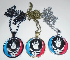 Set of 3 Grateful Dead Necklaces 20  Chain Steal Your Face Jerry Garcia Hand