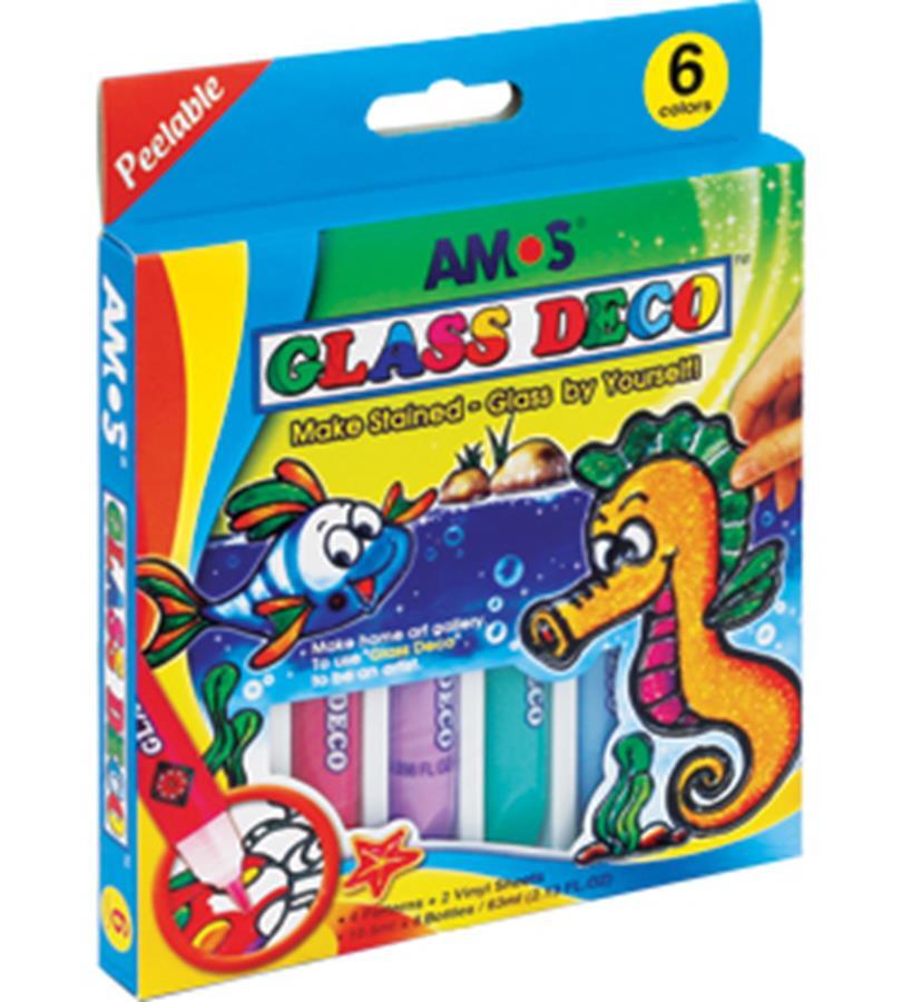 8802946500161 СТЕКЛЯННЫЙ СТАКАН Farby witraowe DECO 6 кол 105 мл AMOS GD10P6 KW TRADE 4190₽