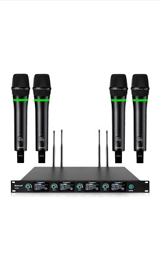 Bietrun 4-Channel Wireless Microphones System with 4 Rechargeable Handheld Mics