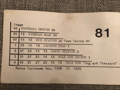 Eastern National Fare Chart Jan 82 Rte 81 Football / 75 School Jnys