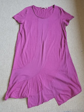 Womens Dress-SOFT SURROUNDINGS-purple cotton knit asymmetric BOHO lagenlook-M