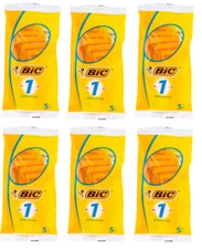 Bic Disposable Razor Shavers Single Blade 5-Count, France, Pack of 6=30 Razors