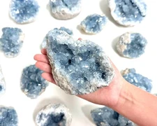 Celestite Crystal Clusters - Natural Celestite Geodes (Blue Celestite Druze)
