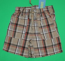 12 18 NWT Gymboree SKATE PARK Brown Orange Plaid SHORTS Boys