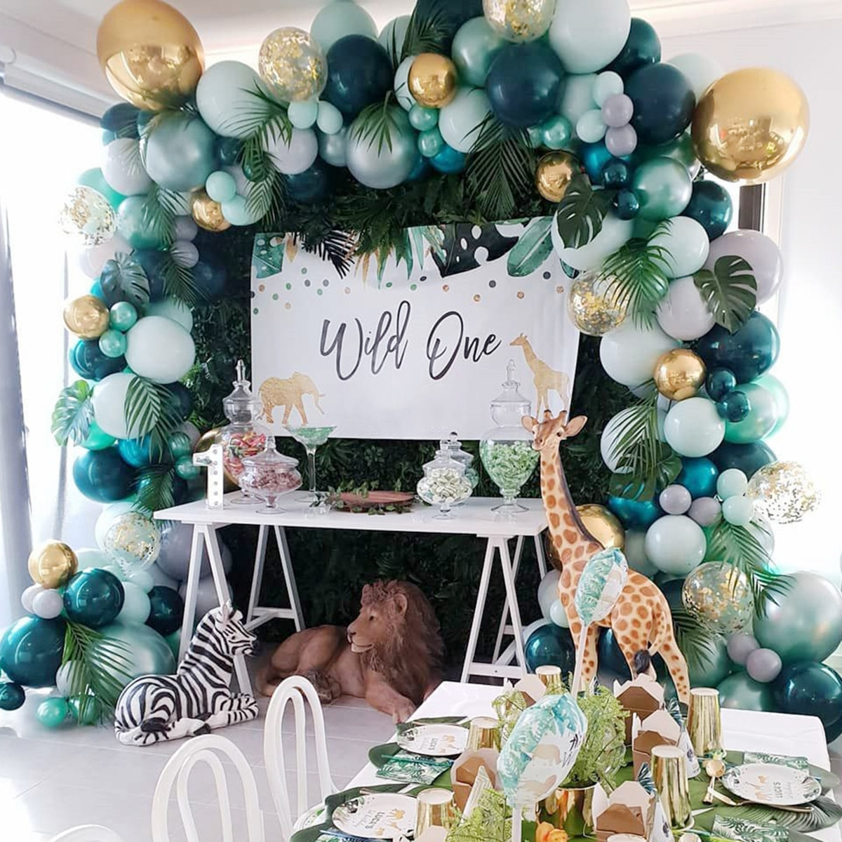 Toylin Green & White Balloon Garland Arch Kit - Includes Confetti Balloons & Banner For Birthday, Baby Shower Decor - View #9