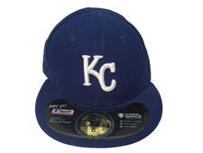 New Era 59Fifty KC Royals Blue  White Fitted Embroidered Baseball Cap Size 6