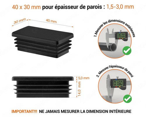 10 Bouchons pour tuyau rectangle embout plastique rectangulaire bouchon ailette - Picture 17 of 51
