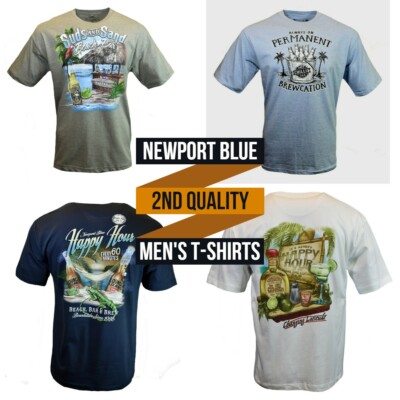 Men's T-Shirts NEWPORT BLUE- 2nd Quality-Vacation Beach Drinks NEW