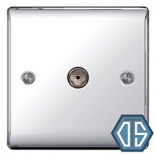 Image of BG Nexus NPC60 Polished Mirror Chrome TV Aerial Co-Axial Socket 1 Gang 