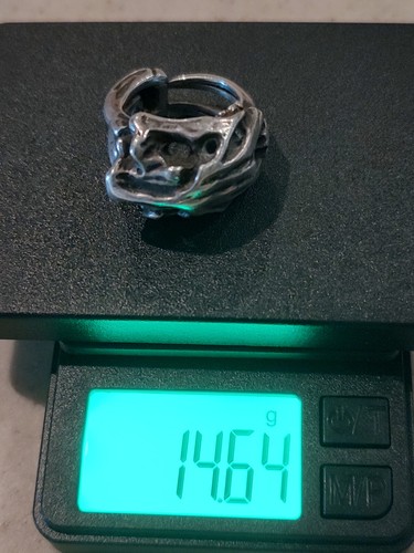 VINTAGE BRUTALIST STERLINGSILBER SÄBELZAHNTIGER SMILODON SCHÄDEL RING - Bild 12 von 12