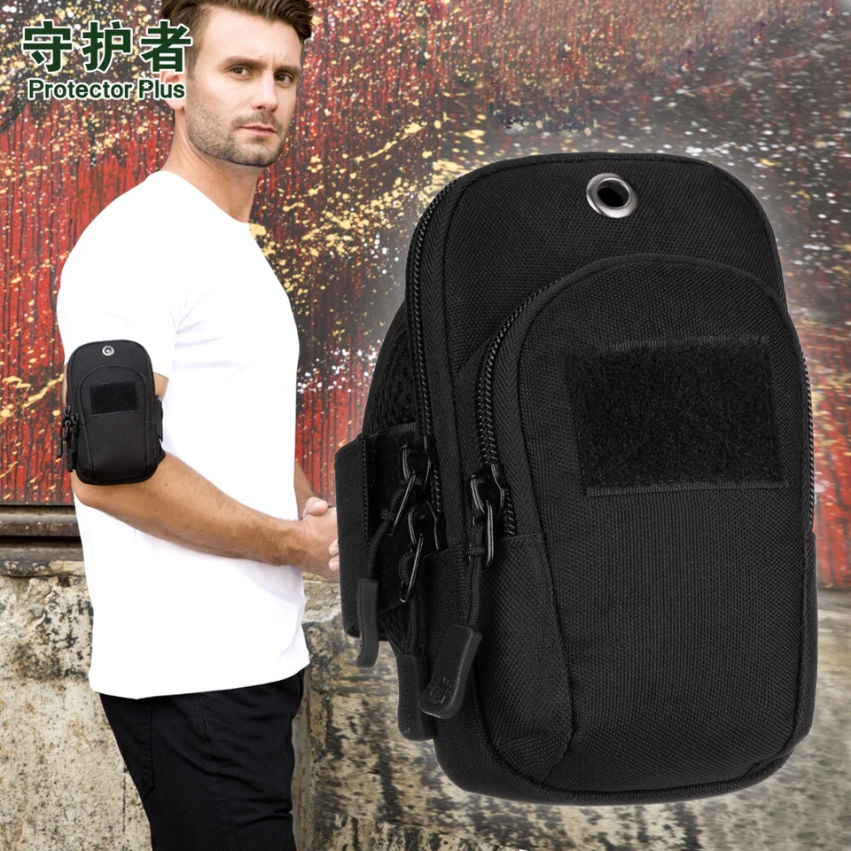 Paquete de bolsa de brazo de muñeca para hombre bolsillo militar bolsillo para cigarrillos estuche para teléfono móvil Foto 4 de 4