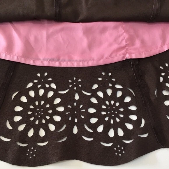 CN8 Lilly Pulitzer Suede Leather Laurie Eyelet Skirt Sz 8 Womens Brown - Image 2 of 4