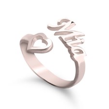 Personalized Personalized Name Ring With Heart, Sterling Silver Name Heart Ring