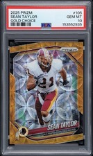 2025 PANINI PRIZM GOLD CHOICE #105 SEAN TAYLOR /10 PSA 10 REDSKINS SSP SCOPE