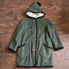 Italian Made Green Hooded Wool Coat