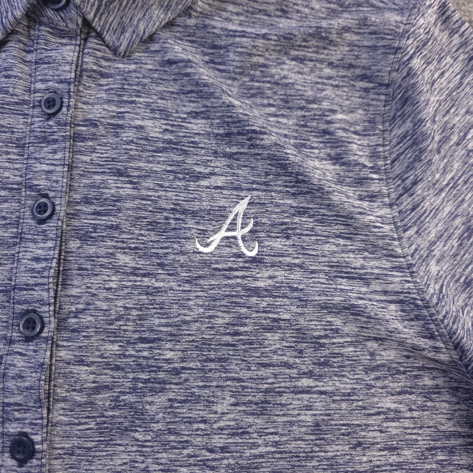 Under Armour Atlanta Braves Polo Womens Large Blue Heathered Short Sleeve - Image 2 of 4
