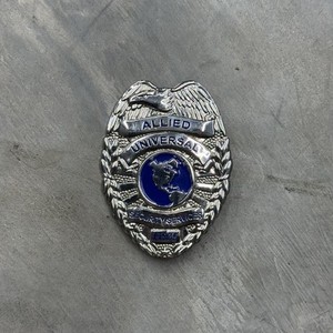 Allied Universal Security Services Metal Pin On Badge Silver Collectible Grunge