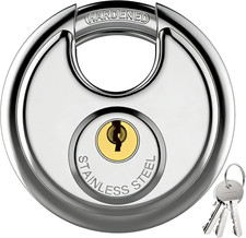 Keyed Padlock, Stainless Steel Locker Lock Heavy Duty Locks with 3 Keys, Waterpr