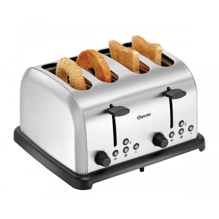 Grille-pain TBRB40 Bartscher en inox 4 fentes de 1480 W pour pain de mie et bagel