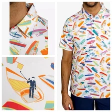 William Murray Golf Polo Shirt Men’s L Boat Jam White STRETCH DISCONTINUED NEW
