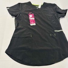 Womens Small Black Scrub Top -Active V Neck Scrubstar Scrubs