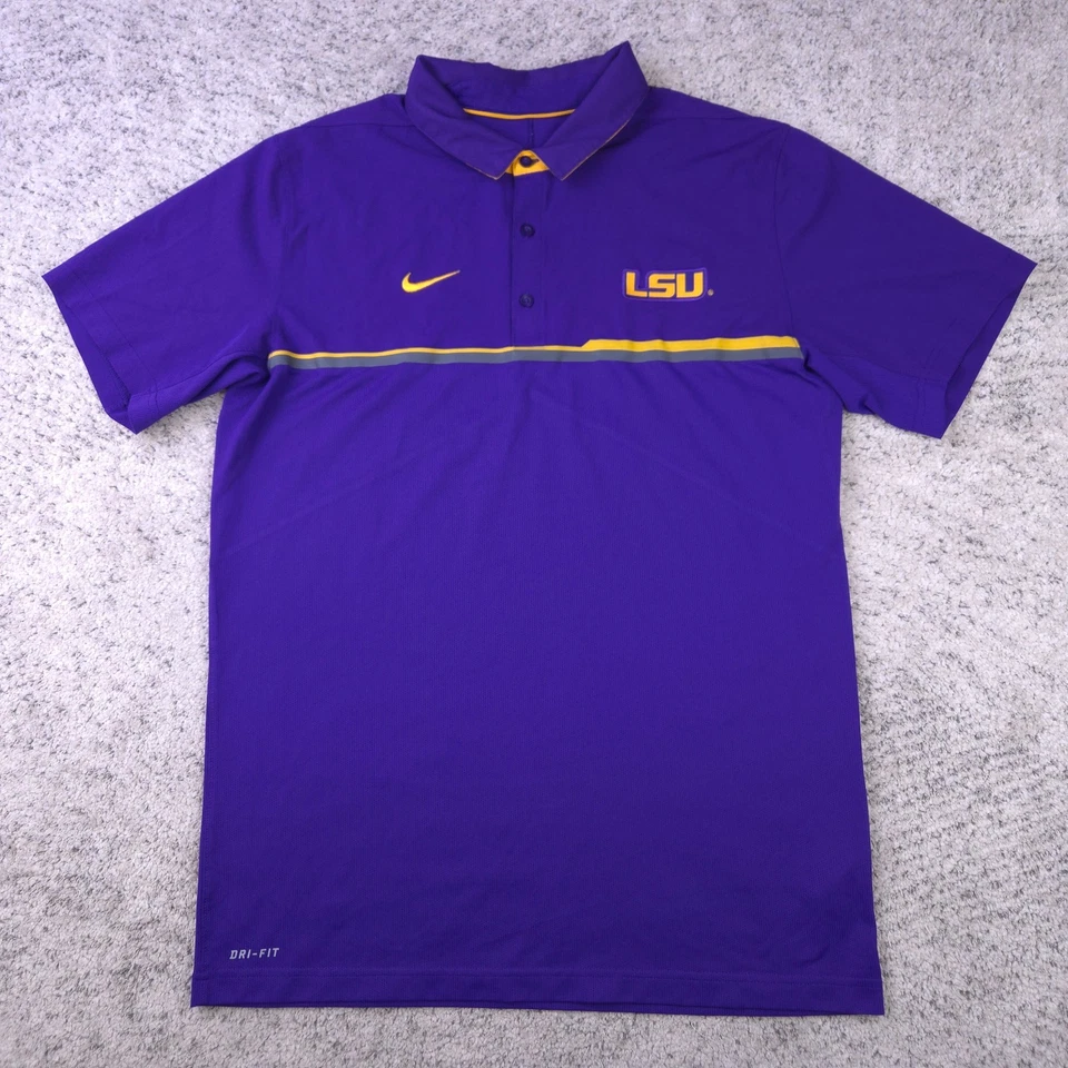 Camisa Polo LSU Tigers Para Hombres Grande Nike Dri-Fit Púrpura Manga Corta Louisiana Golf Foto 2 de 4