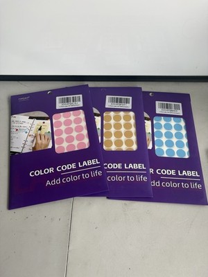 x3 - 1320PCS Color Coding Labels Stickers- 3/4 Inch Round Gold/Sky blue/Pink