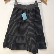 Skirt Canvas Girls 3/4 Maxi Gray Striped Ruffle Tiered Cotton Mom and Pop's Kids