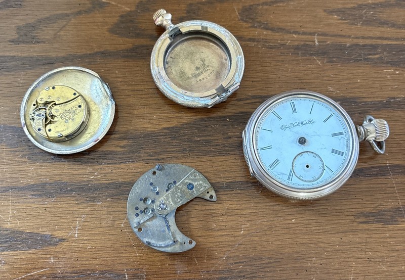 Antique Pocket Watch Case And Parts Lot 1800s Elgin Waltham