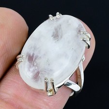 Delighting Rainbow Moonstone Gemstone 925 Sterling Silver Ring Size 7