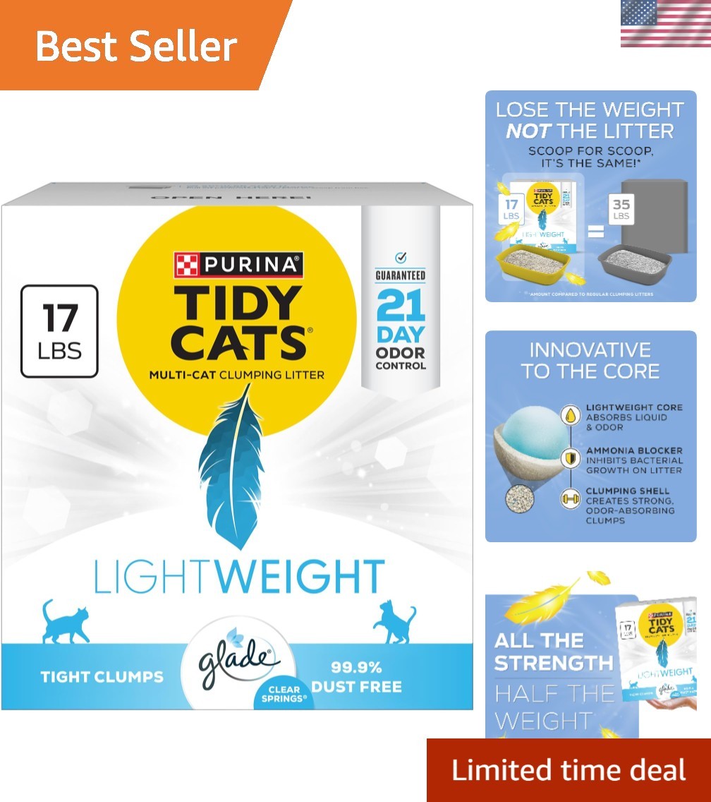 Multi-Cat Lightweight Clumping Cat Litter, 17 lb - Fresh Glade Clear Springs