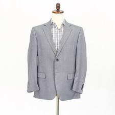 Stafford 40R Gray Sport Coat Blazer Jacket Solid 2-Button Polyester