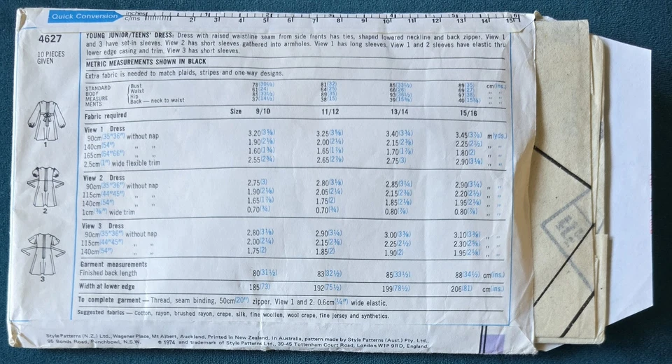 1970s Sweetheart Puff Flutter Sleeve Skater Dress Style 4627 Sewing Pattern - Image 3 of 3