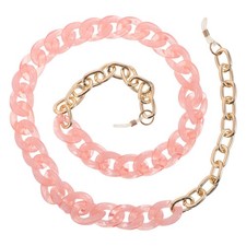 Lightweight Acrylic Eyeglass Chain Pink Beaded Glasses Necklace for Everyday Use